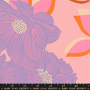 108&quot; Favorite Flowers - Balmy Large Flowers on Pink Wide Quilt Back Fabric, Moda RS5152 11, Cotton Sateen Quilt Backing Fabric, By the Yard