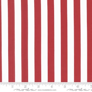 Star Spangled - Red White Striped Fabric, Moda 24172 14 Rocket, Christmas Patriotic Flag Stripe Fabric, April Rosenthal, By the Yard
