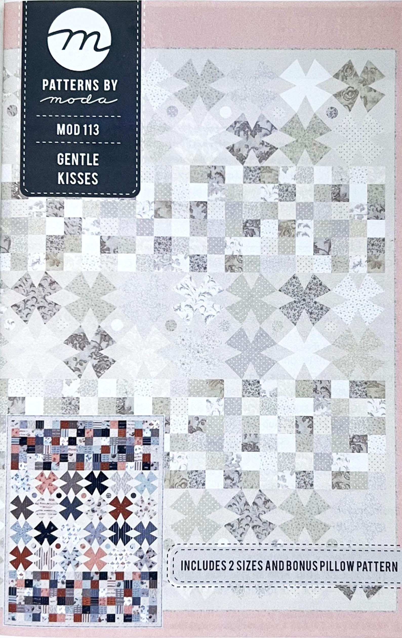 Pattern Mosla LAST CALL Gentle Kisses Quilt Pattern, Moda MOD113, Fat Quarter FQ or ...