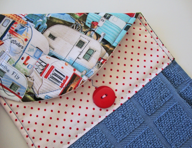 RV Campers Hanging Kitchen Dish Towel Camping Themed Blue Etsy
