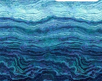 Stonehenge Gradations Ombre II - Midnight Blue Ombre Fabric, Northcott DP27235-49, Digital Print Blue Ombre Stripe Fabric, By the Yard