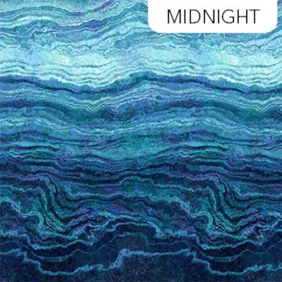Stonehenge Gradations Ombre II - Midnight Blue Ombre Fabric, Northcott DP27235-49, Digital Print Blue Ombre Stripe Fabric, By the Yard