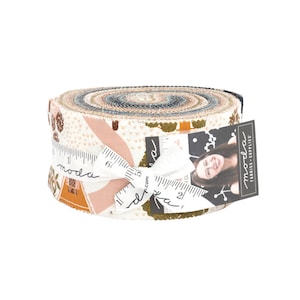 LAST CALL Quaint Cottage Jelly Roll, Moda 48370JR, 2.5&quot; Precut Teal Pink Cottagecore Floral Jelly Roll Quilt Fabric Strips, Gingiber