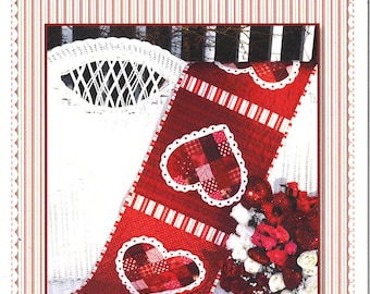 Patchwork Valentine Quilted Table Runner Pattern - Shabby Fabrics - Quilt Pattern - Valentine's Day Decor