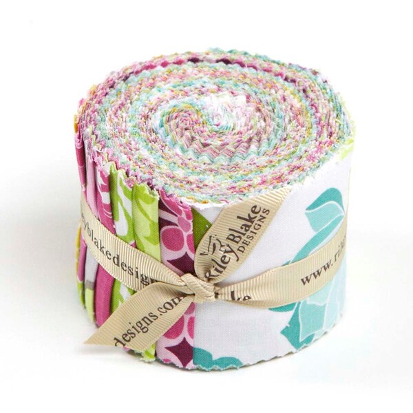 HALLE ROSE Rolie Polie - Lila Tueller for Riley Blake - Floral Fabric Strips - 2.5" Inch Precut Fabric Strips - Modern Bright Floral