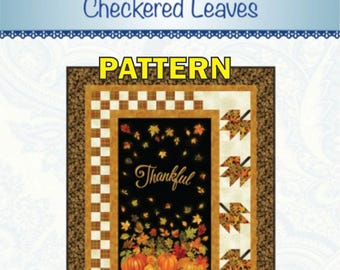 Checkered Leaves Fall Panel Frame Quilt PATTERN, Bound to Be Quilting BTBQ508, Fabric Panel Friendly Lap Throw Quilt Pattern