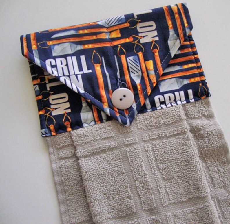 Grey Hanging Kitchen Dish Towel Grill On BBQ Dish Towel Etsy