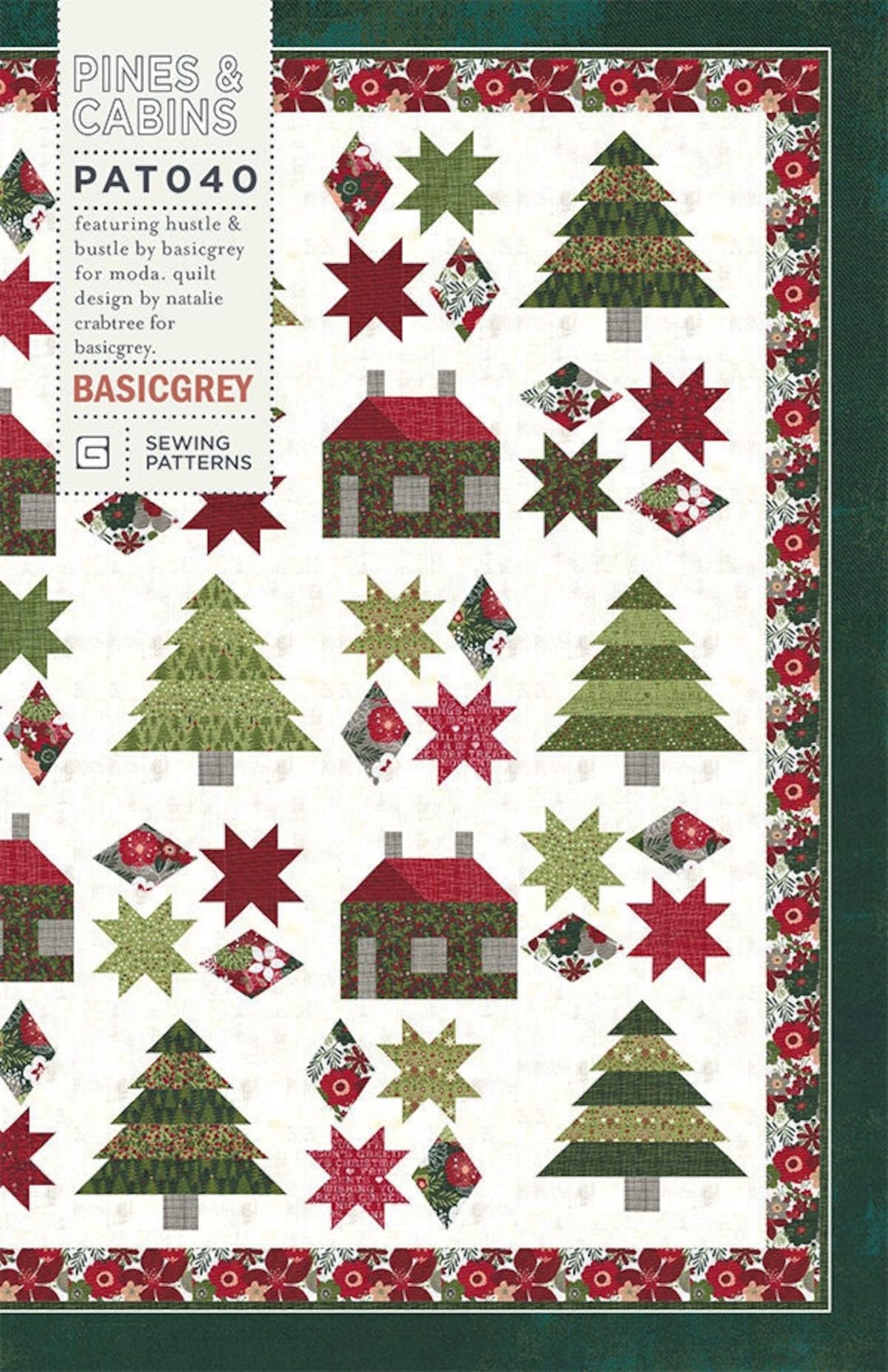 Pines and Cabins Quilt Pattern, Basicgrey PAT040, Yardage FQ Friendly ...