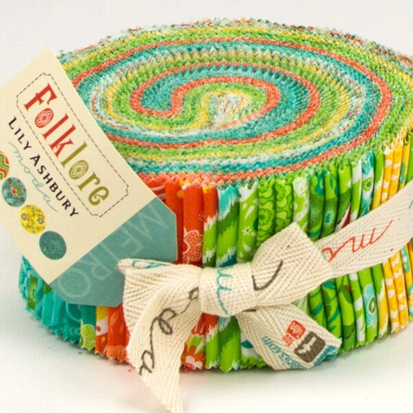 FOLKLORE Jelly Roll from Moda by Lily Ashbury, 2.5-Inch Strips, Fabric Strips, 2.5" Strips,