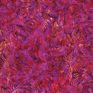 Peut inclure: Tissu à motif abstrait avec un fond violet et des tourbillons rouges et orange.