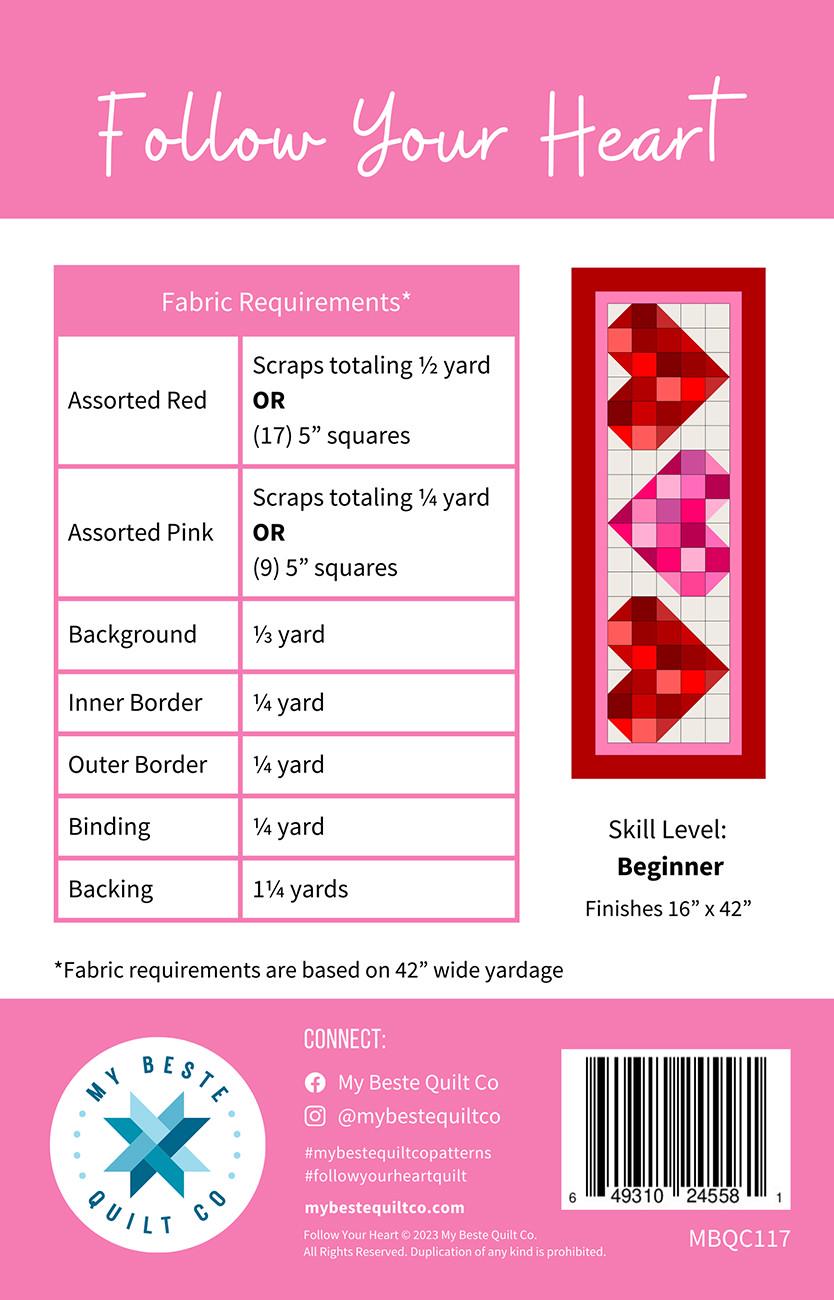 Follow Your Heart Table Runner Quilt Pattern, My Bestie Quilt Co ...
