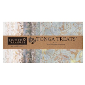 Tonga Truffle Batik 5" Squares, Timeless Treasures Treat-Mini42 Truffle  5" Precut Cream Gray Neutral Batik Charm Pack Fabric Squares