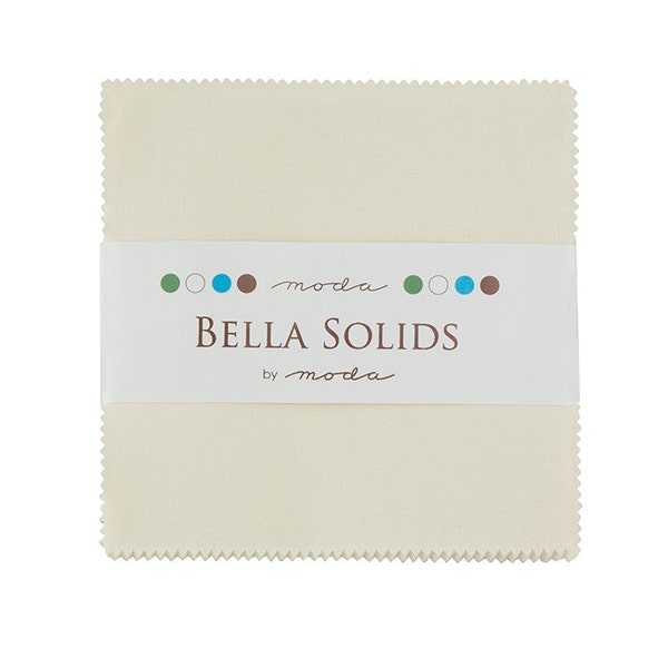 Bella Solids Ivory Charm Pack, Moda 9900PP 60, 5" Precut Quilt Fabric Squares, Solid Ivory Cream Charm Pack Fabric