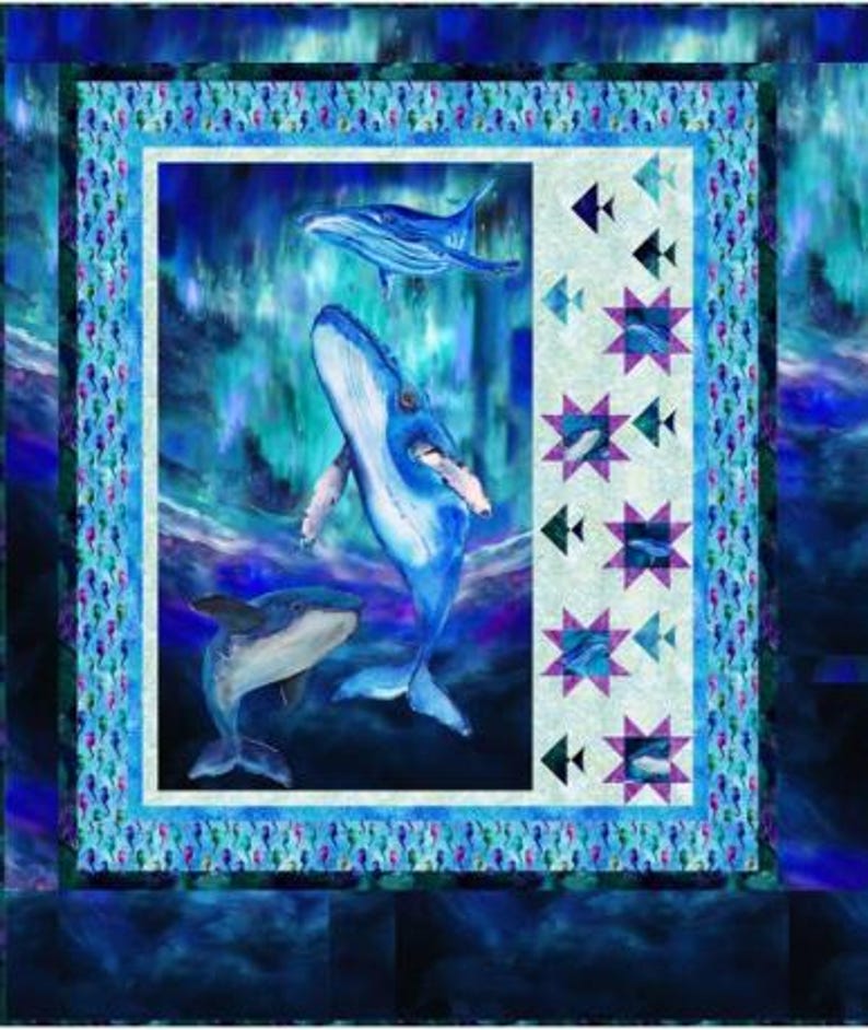 Fish Panel Quilt Tutorial Star Fish Panel Frame Quilt PATTERN, the Fabric Addict FASFN26, Yardage ...