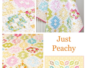 LAST CALL Just Peachy Quilt Pattern, The Pattern Basket TPB1310, Fat Eighths Friendly, Baby or Table Topper Quilt Pattern