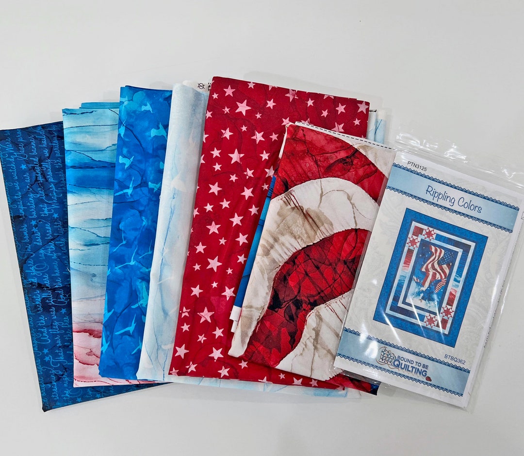 Rippling Colors Throw Quilt Kit, American Bald Eagle Patriotic Throw