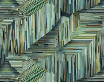 I Walk the Line - 118" Emerald Line Art Green Tonal Geometric Wide Back Fabric, Studio E 8675S-66, Wide Quilt Backing Fabric, By the Yard