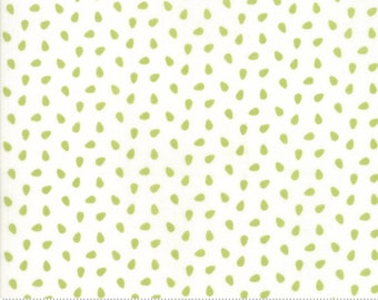 REMNANT 34" of All Weather Friend - Cloud Leaf Green White Polka Dot Fabric, Moda 24065 13, April Rosenthal, By the Yard