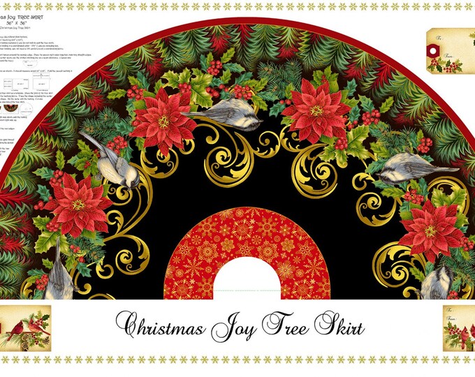 Christmas Joy OOP Tree Skirt Panel, Studio E 4692PMWS99, Christmas
