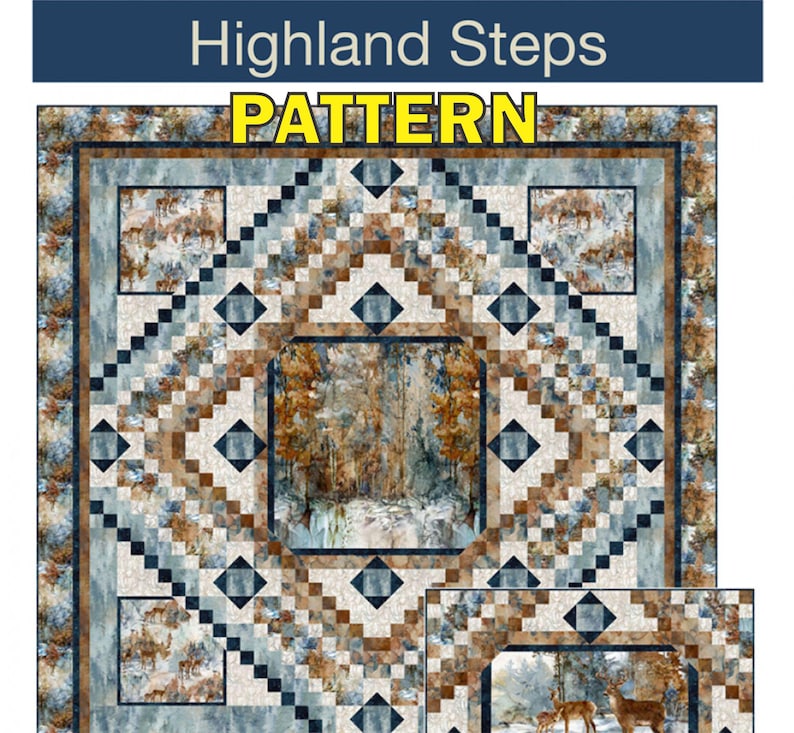 Highland Rug Patterns Highland Steps Quilt Pattern, Pine Tree Country Quilts PTN3381, Scenic ...