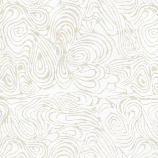 Island Batik Moo Milk, Off-White Neutral Batik Fabric, Batik Blender Background Fabric, One 1 Yard Cut Bty