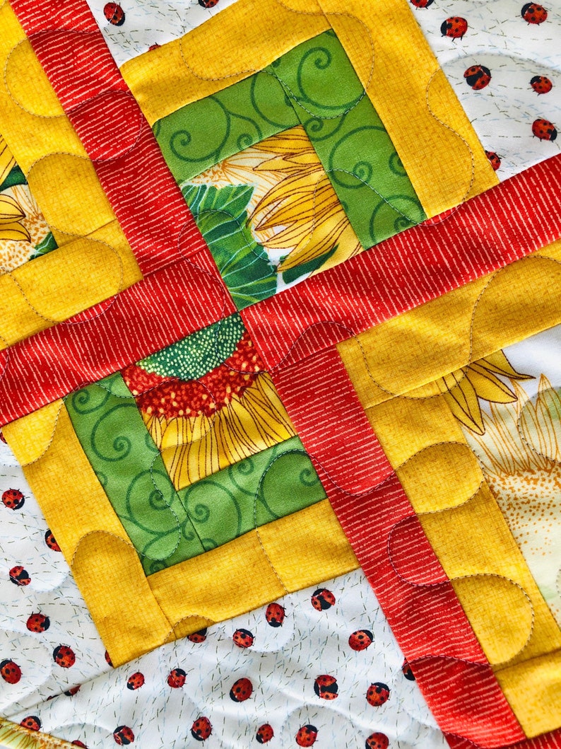 Sunflower Quilted Table Runner Pointed Ends 14.25 X Etsy