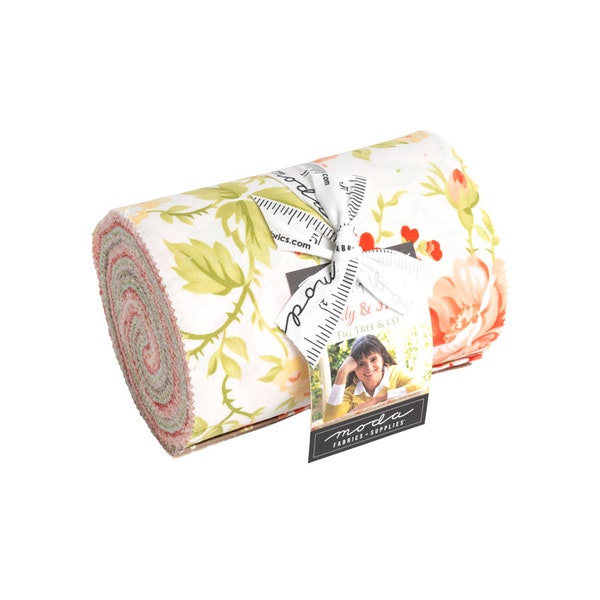 Jelly and Jam Dessert Roll, Moda 20490DR, 5" Precut Summer Floral Quilting Fabric Strips, Fig Tree Quilts