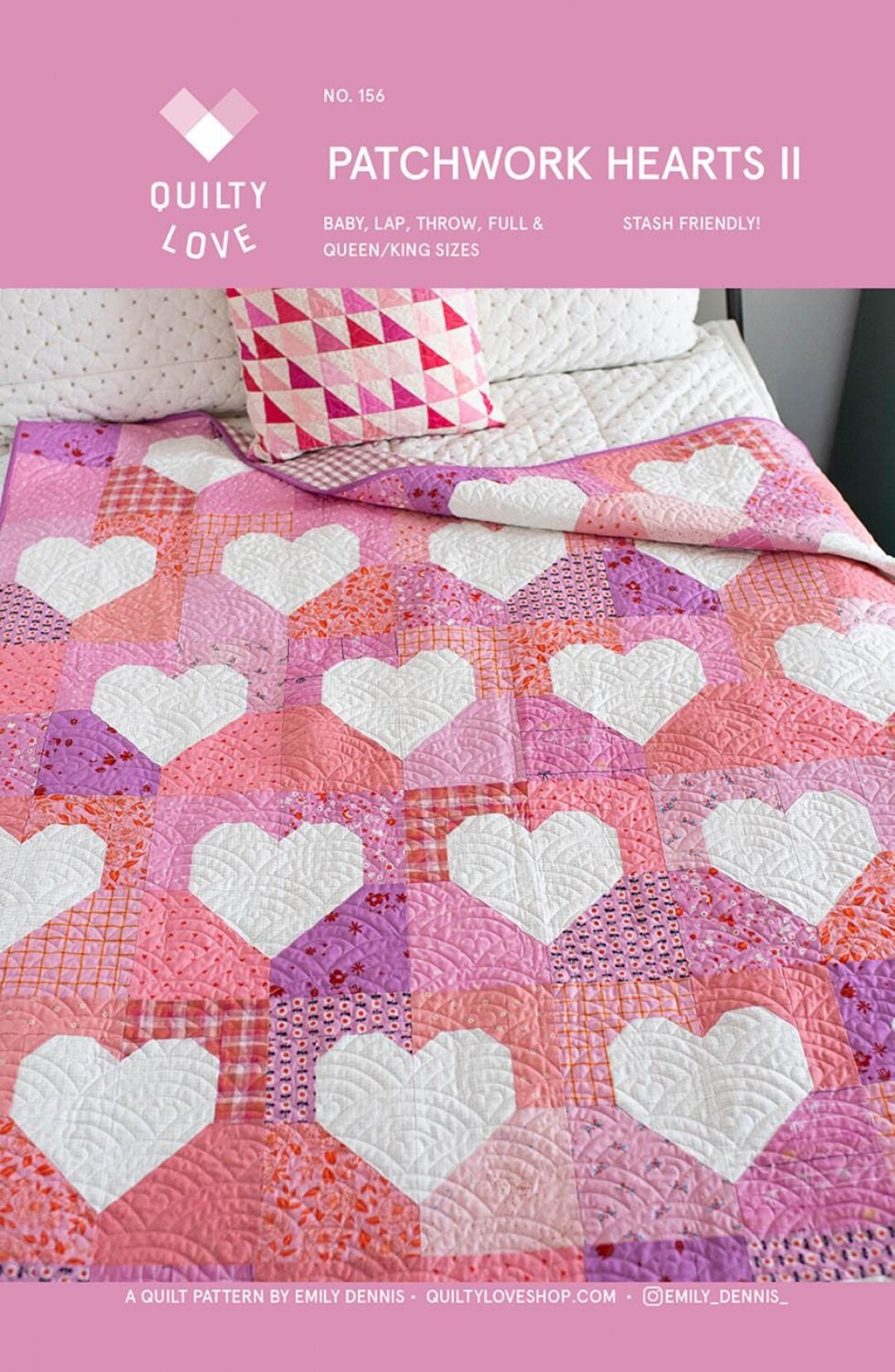 Patchwork Hearts II Quilt Pattern, Quilty Love QL156, Fat Quarter ...