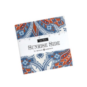 Sunrise Side Charm Pack, Moda 14960PP, 5&quot; Inch Precut Fabric Squares, Patriotic Floral Paisley Charm Pack Fabric, Minick & Simpson