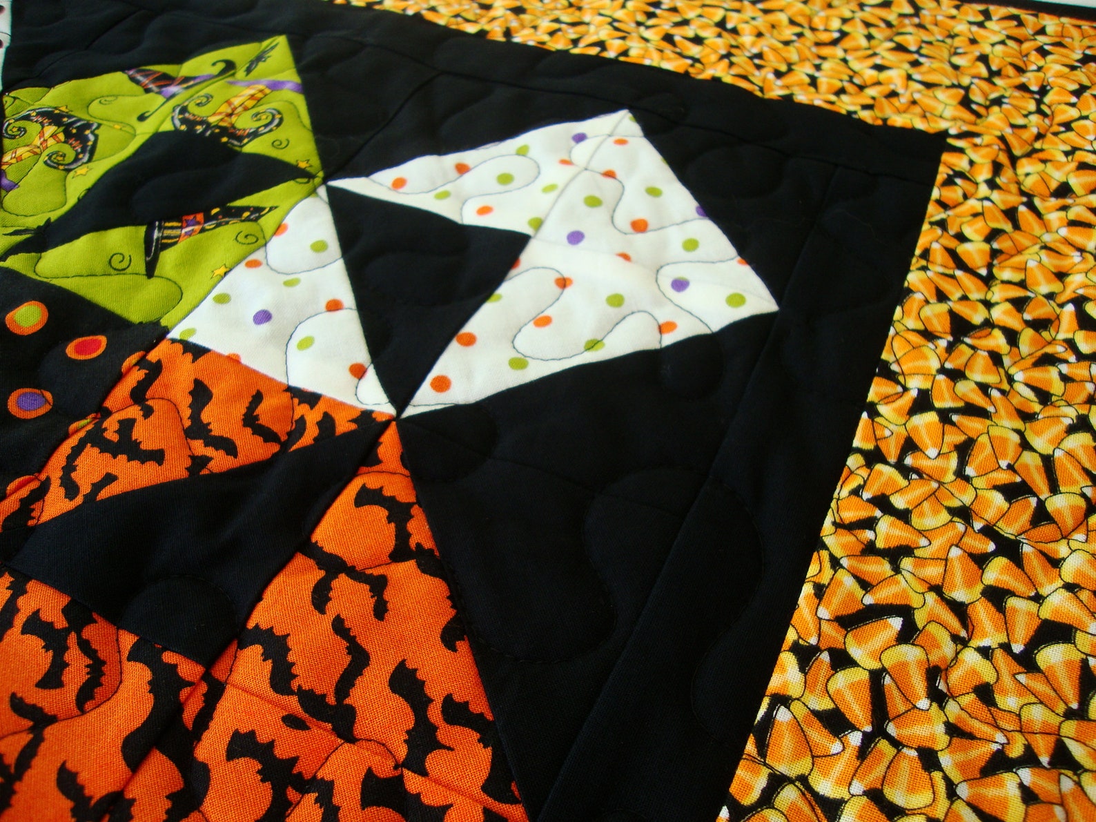 Halloween Candy Corn Quilted Table Runner, 18.75" X 38.5", Halloween ...