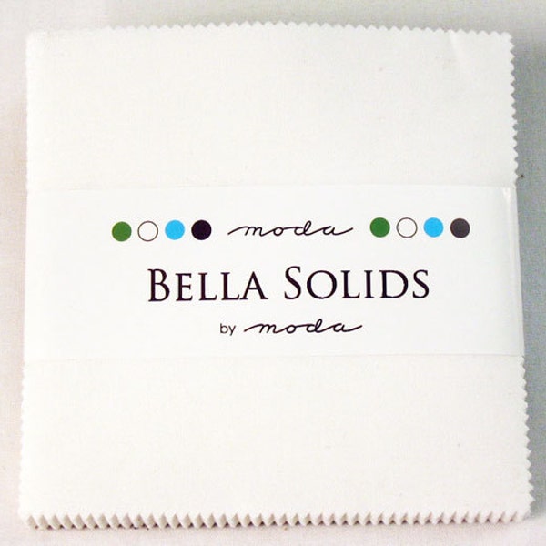 Bella Solids White Charm Pack, Moda 9900PP 98, 5" Precut Fabric Squares, Solid White Charm Pack Fabric