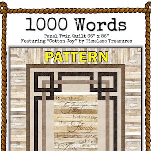 1000 Words Panel Frame Quilt PATTERN, Miss Winnie Designs MWD1W18, Panel Friendly Throw Quilt Pattern
