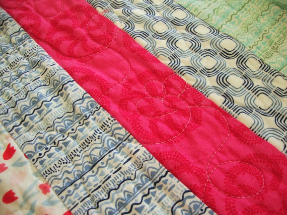 Handmade Spring Floral Throw Quilt, 59.25