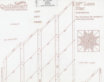 38" Lone Star TWO Points Interfacing Refill Panel, Quiltsmart QS 65004, ReAD DESCRIPTION, Printed Fusible Interfacing