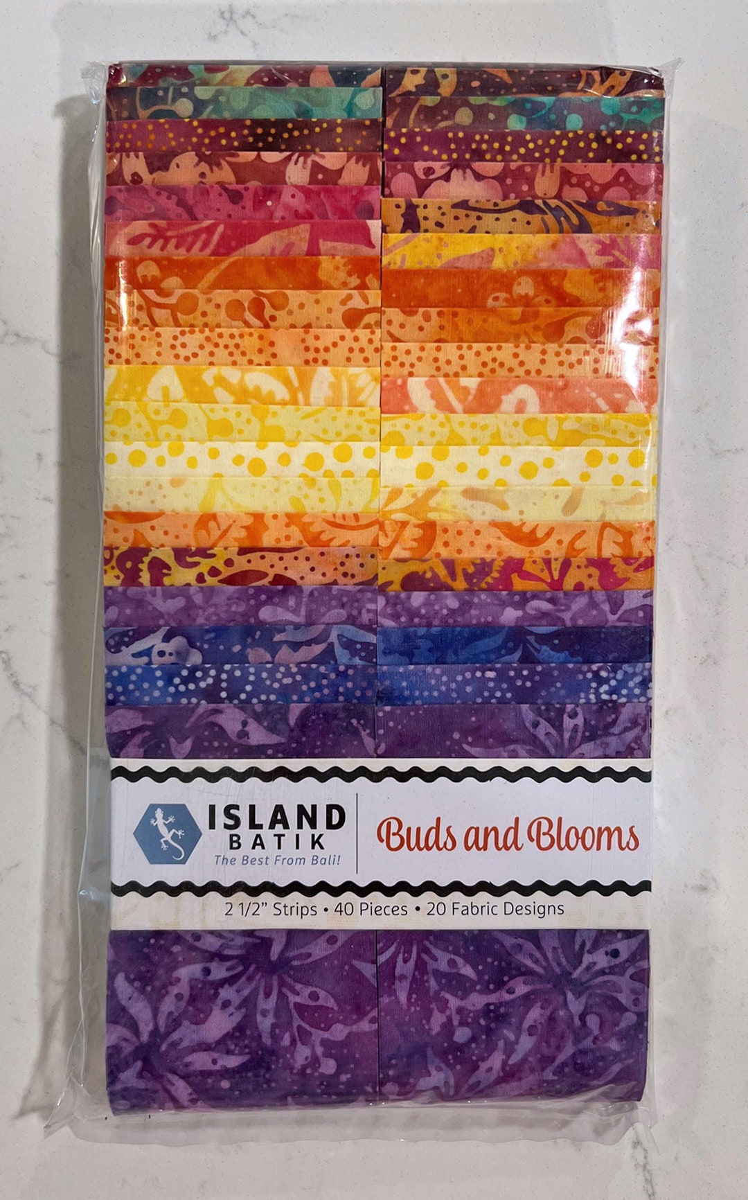 LAST CALL Island Batik Buds and Blooms Strip Pack, Batik Jelly Roll, 2.