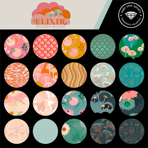 Elixir 35 Piece FQ Fat Quarter Bundle, shops Moda RS0037AB, 18 x 22 Fabric Cuts, Modern Quilt Fabric, Ruby Star Society, Melody Miller