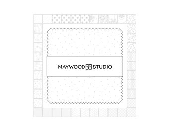 Kimberbell Basics White on White Charm Pack, Maywood Studio CP-MASKBB-WOWS, 5" Inch Precut White Fabric Squares, Quilt Background Fabric