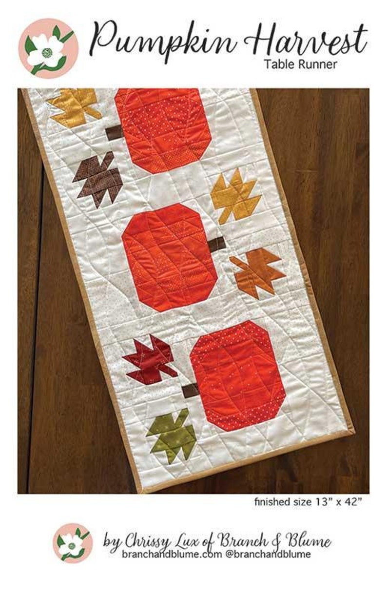 Pumpkin Harvest Table Runner Quilt Pattern, Branch and Blume BNB2322