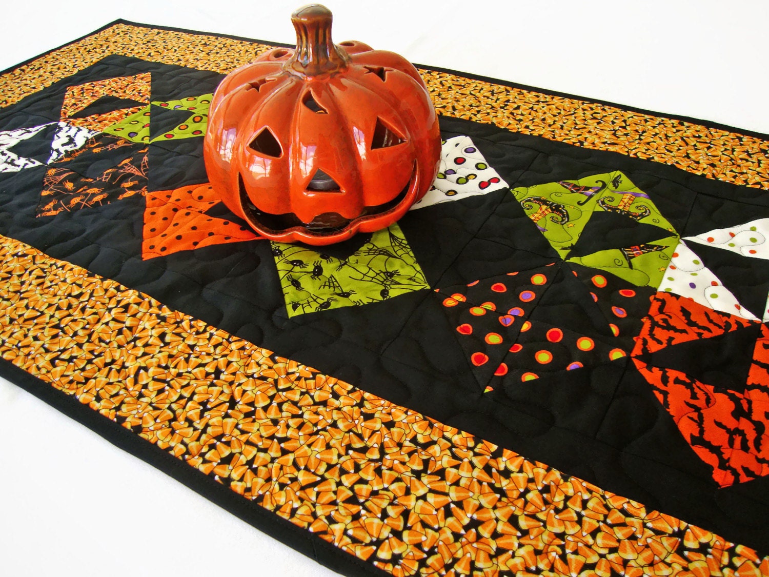 Halloween Candy Corn Quilted Table Runner, 18.75" X 38.5", Halloween ...