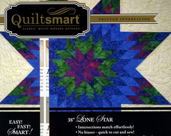 38" Lone Star Snuggler Quilt Pack, Quiltsmart QS 15004, Lone Star Printed Fusible Interfacing for Quilt