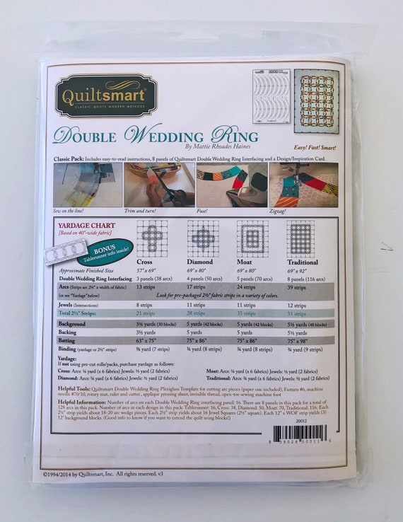Quiltsmart Double Wedding Ring Classic Pack Printed Fusible Etsy