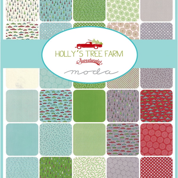 CLEARANCE - HOLLY'S Tree Farm Jelly Roll - Sweetwater for Moda - 2.5" Precut Fabric Strips - Retro Christmas Jelly Roll Xmas Fabric