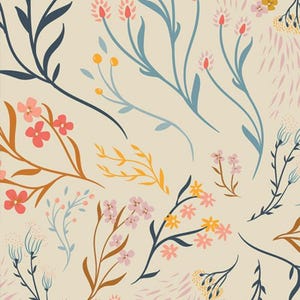 108&quot; Edition Wide Backs - Hillside Meadow Floral Wide Quilt Back Fabric, AGF Wide-10201, Ivory Floral Quilt Backing Fabric, By the Yard