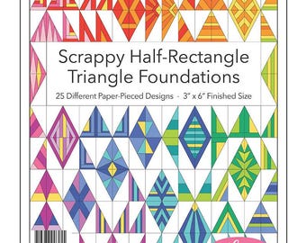 Scrappy Half Rectangle Triangle 3" x 6" Foundation Papers, Leila Gardunia Design LGD109, Scrap Friendly Foundation Piecing Papers