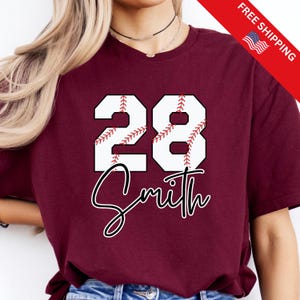 Personalized Baseball Number Shirt, Baseball Gift, Baseball Fan Tee, Sports Mom tee, Custom Baseball Player Shirt, Sports Mom tee, Game Day