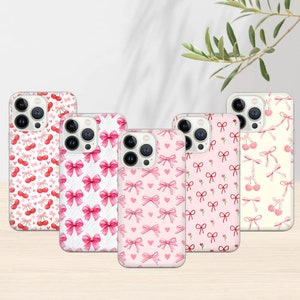 Preppy and coquette Phone Case Cherry Cover for iPhone 16 Pro, 15, 14, 13, 12, 11, Google Pixel 9 Pro, 8, 7A, Samsung S25, S24 FE, A26, A36