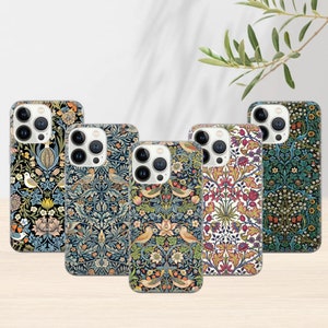 William Morris Phone Case Vintage floral Cover for iPhone 16 Pro, 15, 14, 13, 12, 11, Google Pixel 9 Pro, 8, 7A, Samsung S25, S24 FE, A26, A