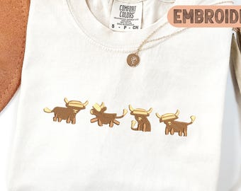 Chemise couleurs confort, jolie chemise brodée vaches des montagnes, jolie chemise tendance, chemise unisexe, idée cadeau chemise brodée vaches des montagnes