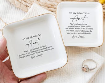 To My Aunt Trinket Dish, Custom Gift, Gifts For Aunt, Mothers Day Gift, Jewelry Tray, Ceramic Dish, Aunt Birthday Gift, Aunt To Be Gift