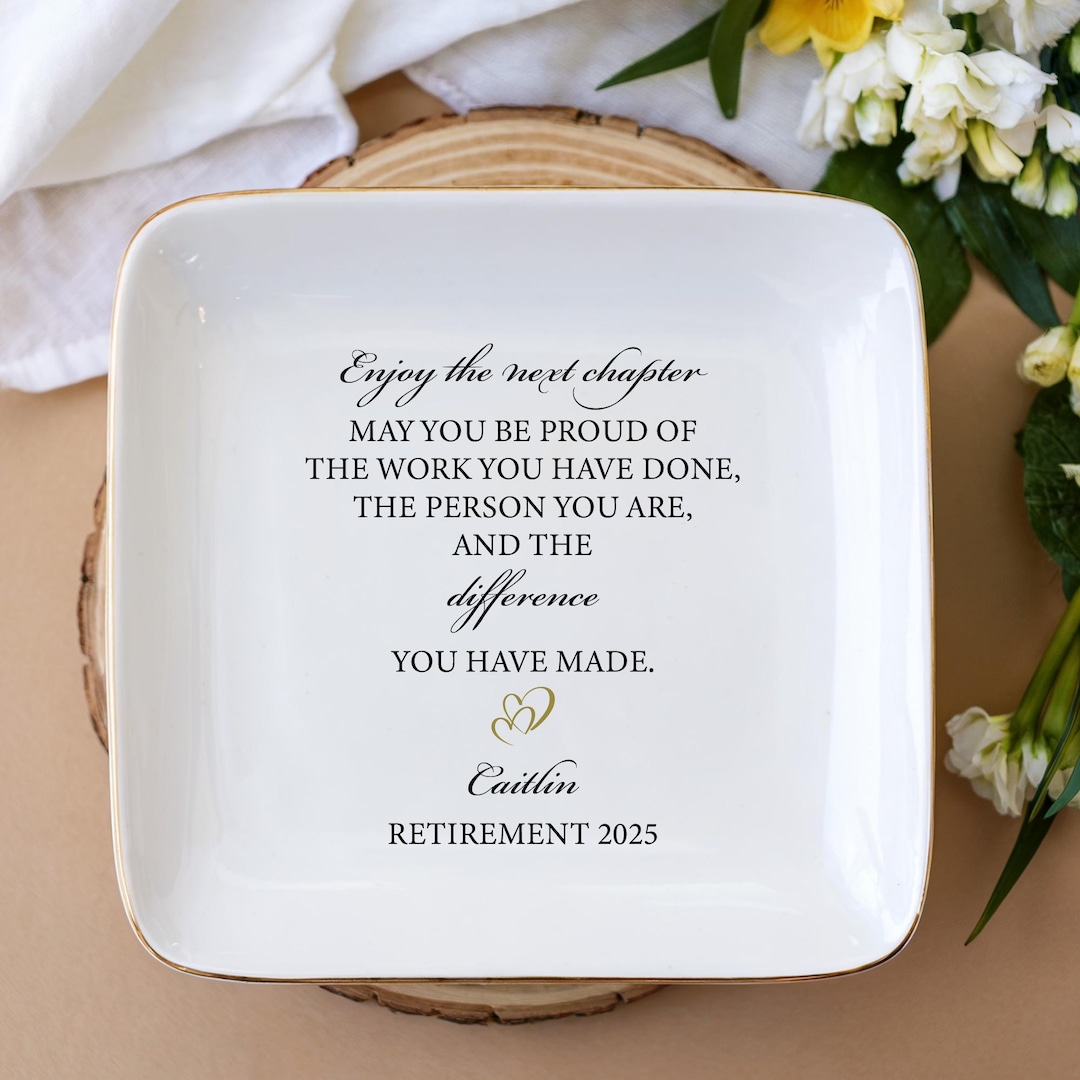 Retirement Counter Rings Happy Retirement Ring Dish, Jewelry Dish, Jewelry Tray, Ring Dish ...